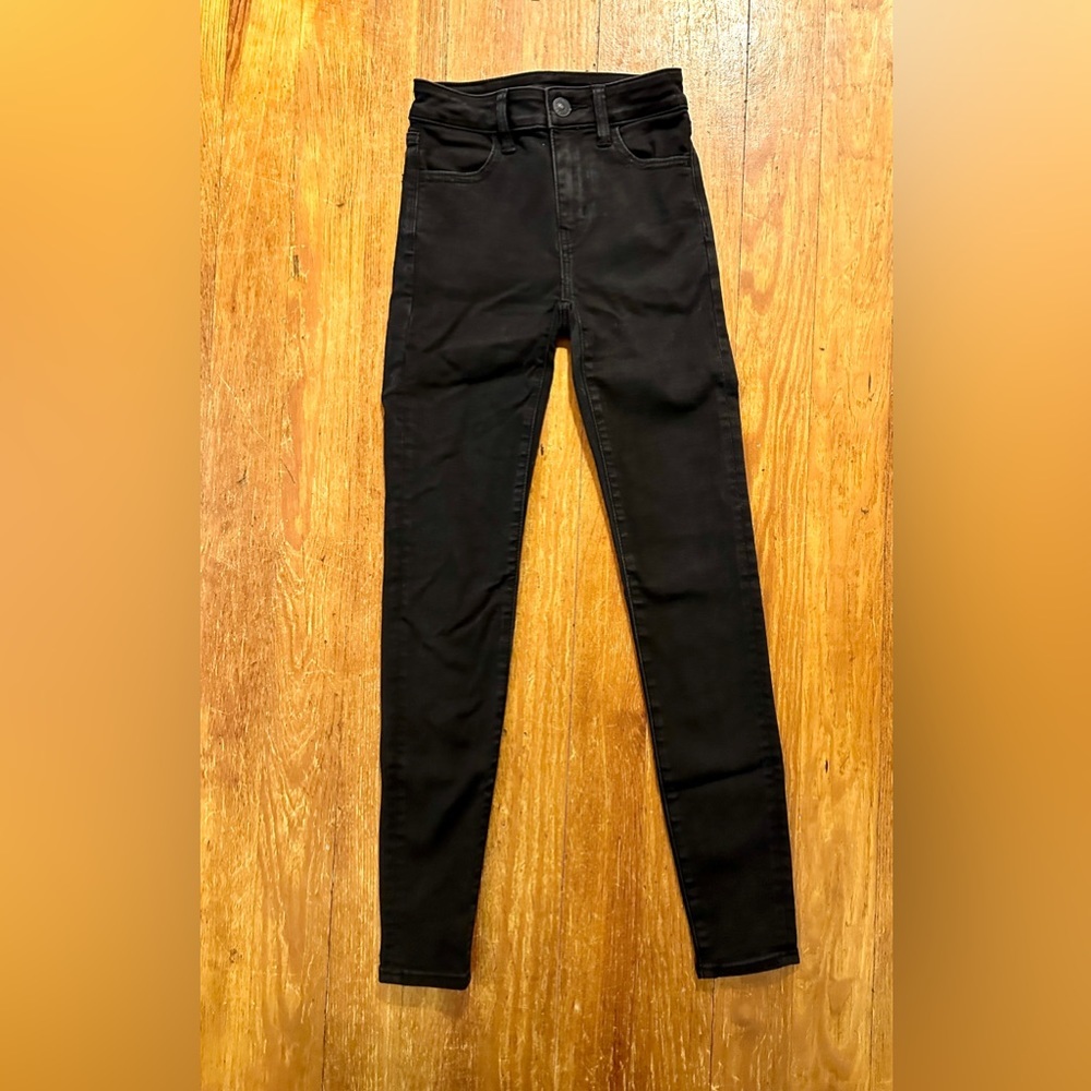 American Eagle black denim jeans size 00, next level stretch